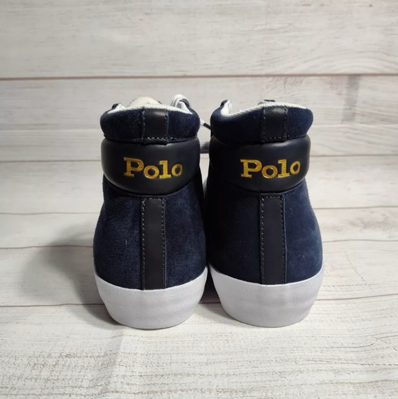 Polo Ralph Lauren Mens Gervin Mid Suede Sneaker Hunter Navy Size 10 - Picture 3 of 8